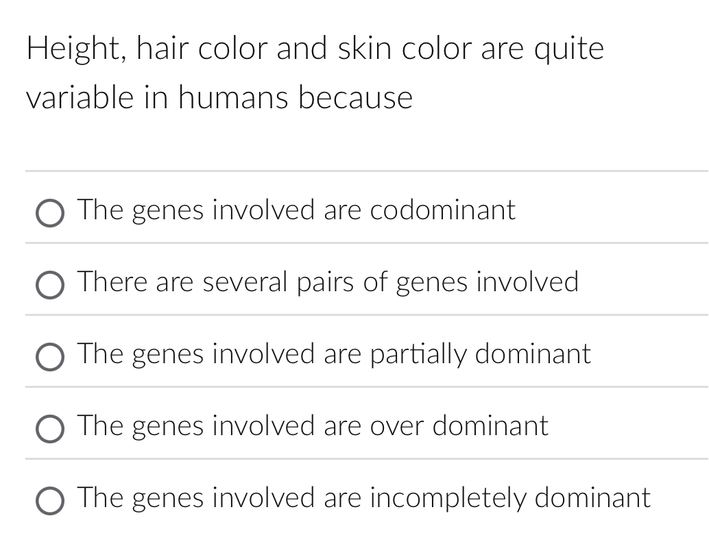 Solved Height, hair color and skin color are quite variable | Chegg.com