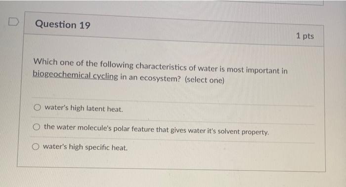 Solved D Question 19 1 pts Which one of the following | Chegg.com