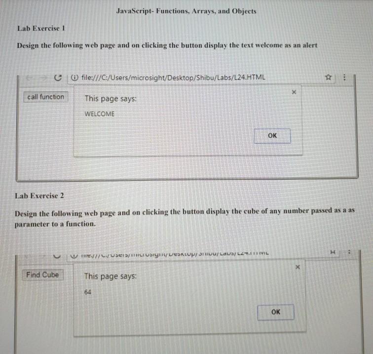 Solved JavaScript-Functions, Arrays, and Objects Lab | Chegg.com