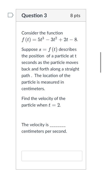 Solved Consider the function f(t)=−3t3+t−6 on the interval | Chegg.com