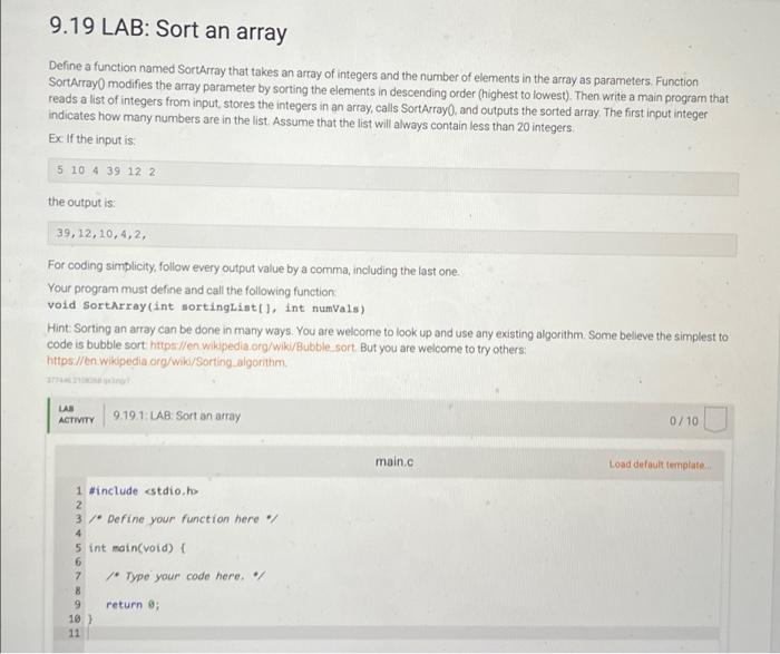 solved-9-19-lab-sort-an-array-define-a-function-named-chegg