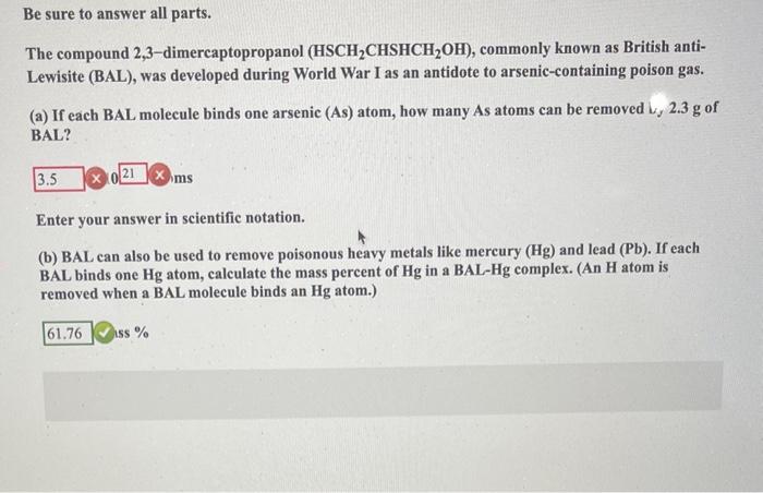 Solved Be sure to answer all parts. The compound | Chegg.com