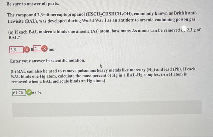 Solved Be Sure To Answer All Parts. The Compound | Chegg.com