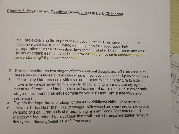 Solved Chapter 7 Physical And Cognitive Development In Chegg