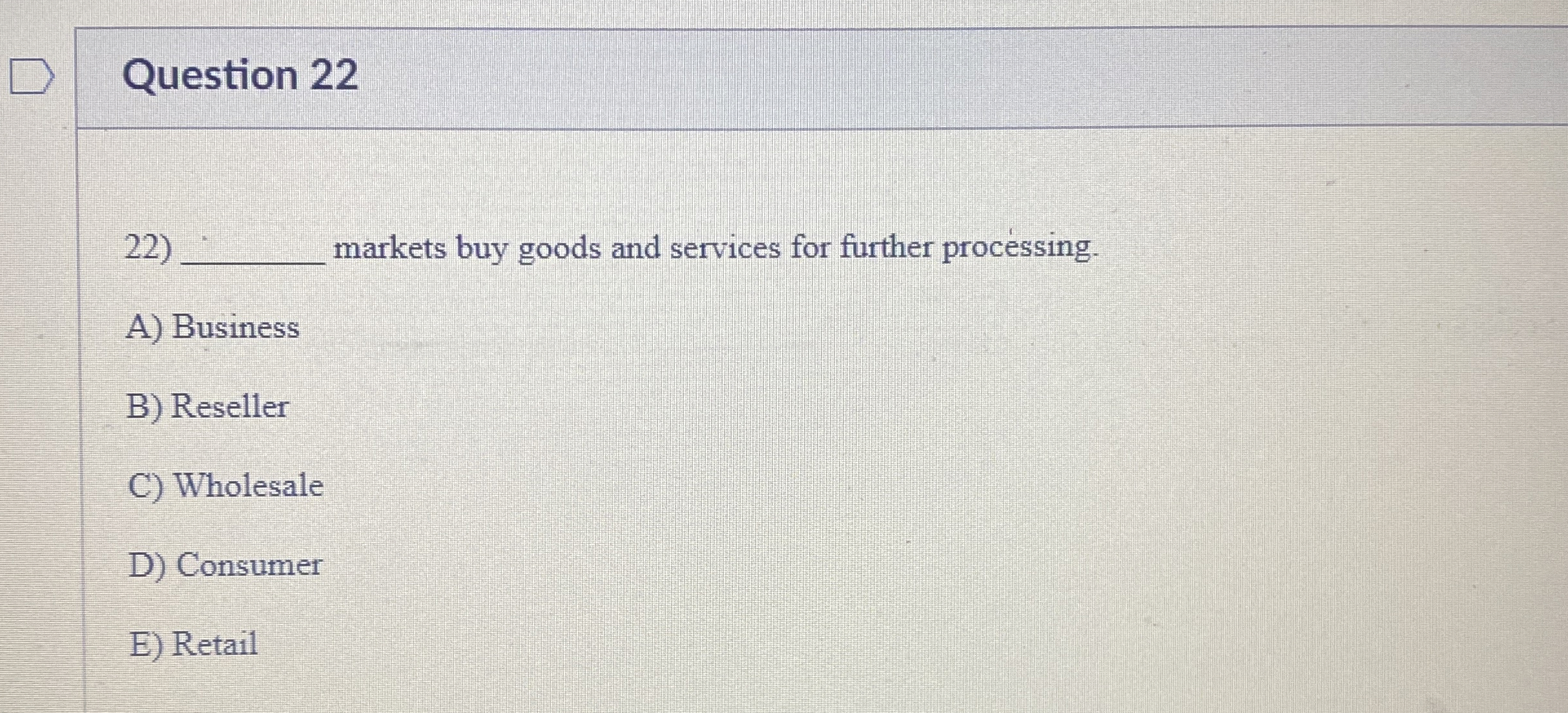 Solved Question 22 ﻿markets buy goods and services for