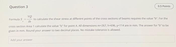 Solved Area 1: Find B And Q For Points: G,B,AFormula S=lbVQ | Chegg.com