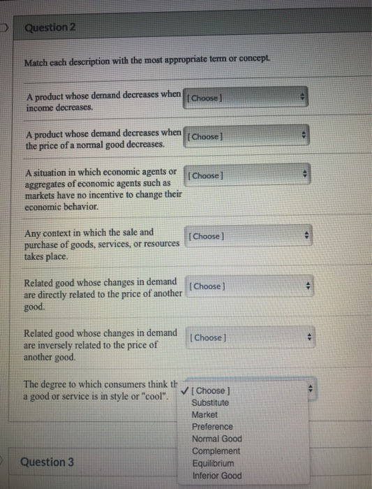 Solved Question 2 Match each description with the most | Chegg.com