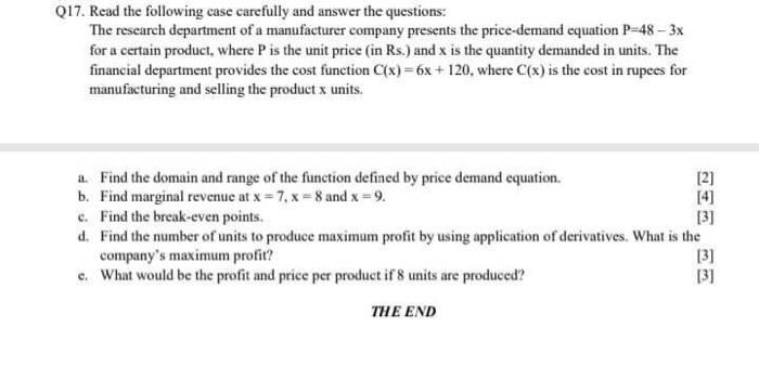 Solved Q17. Read the following case carefully and answer the | Chegg.com