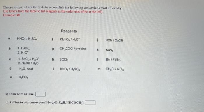 Solved Choose Reagents From The Table To Accomplish The | Chegg.com