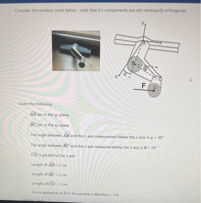 Solved Consider the window crank below - note that it's | Chegg.com