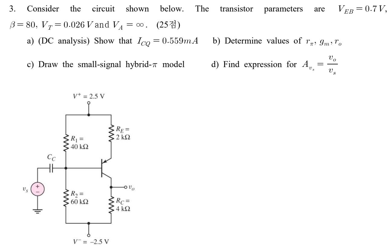 Solved 3. Consider the circuit shown below. The transistor | Chegg.com