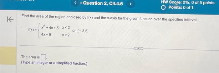 Solved Find the area of the region enclosed by f(x) and the | Chegg.com