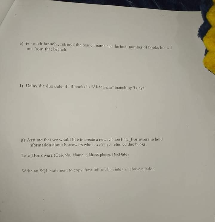 Solved Q4) Consider The Following Database Schema: Library | Chegg.com