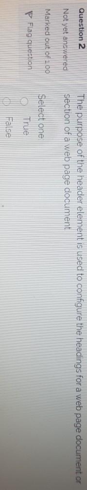 Solved Question 2 The Purpose Of The Header Element Is Used | Chegg.com