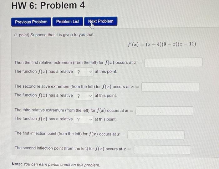 Solved HW 6: Problem 4 Previous Problem Problem List Next | Chegg.com
