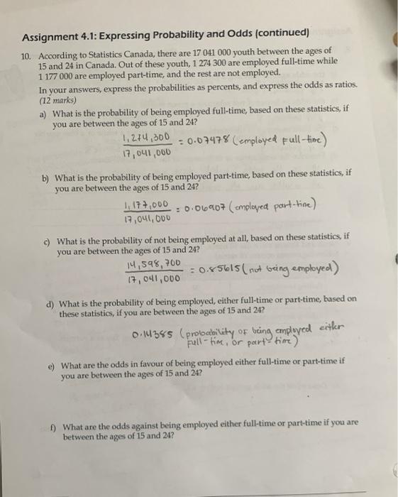 Solved Assignment 4.1: Expressing Probability and Odds | Chegg.com