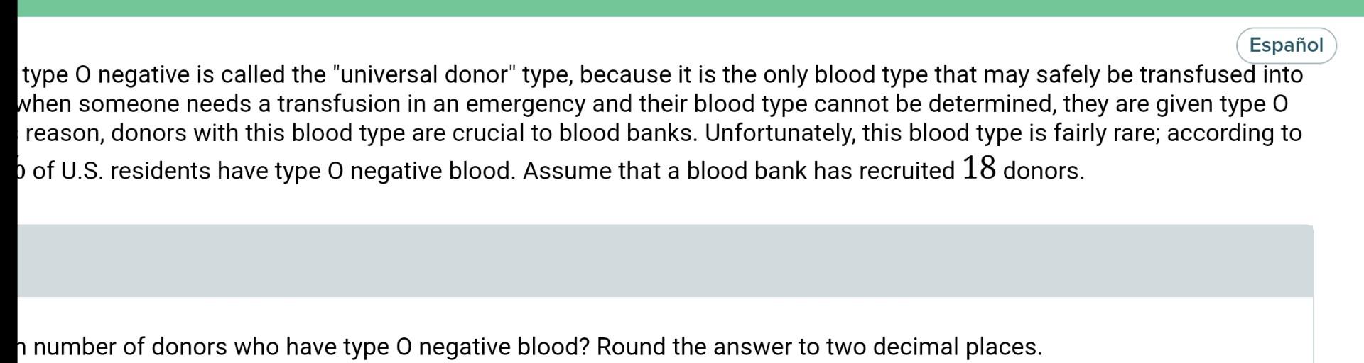 Solved Blood Types: The Blood Type 0 Negative Is Called The | Chegg.com