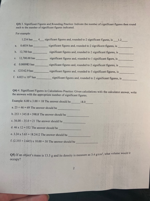 Solved 03) 3. Significant Figures And Rounding Practice: | Chegg.com