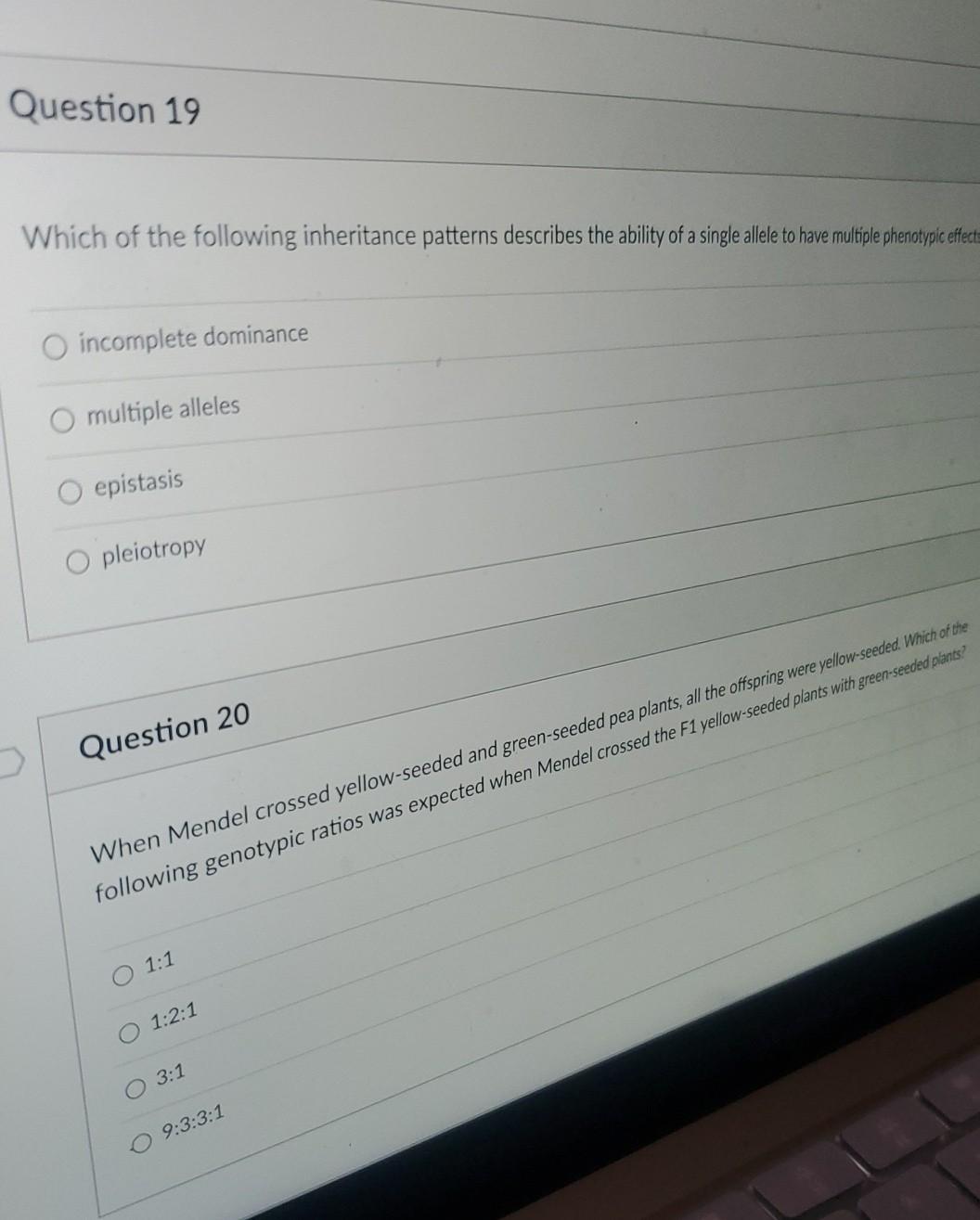 Solved Question 19 Which of the following inheritance | Chegg.com