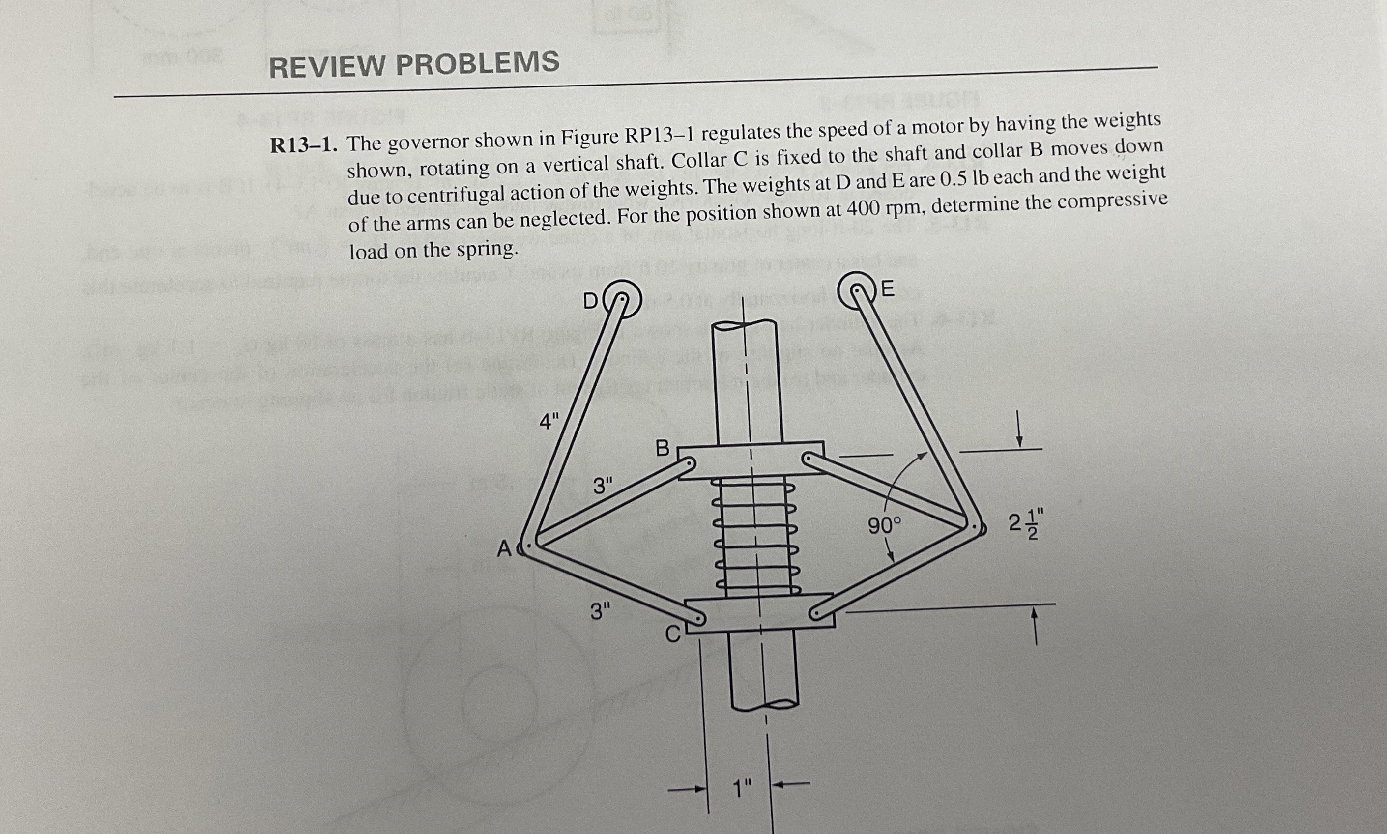 Solved REVIEW PROBLEMSR13-1. ﻿The governor shown in Figure | Chegg.com