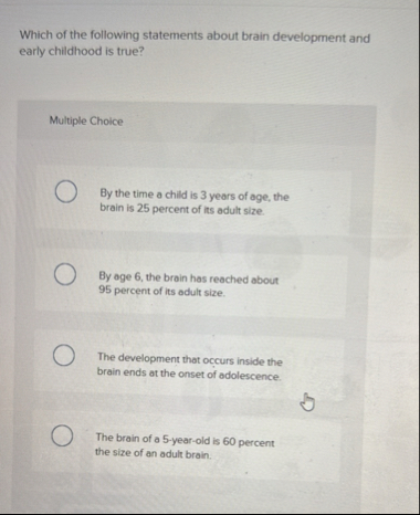 Solved Which of the following statements about brain | Chegg.com
