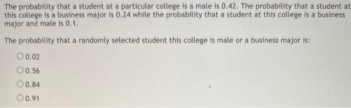 Solved The probability that a student at a particular | Chegg.com