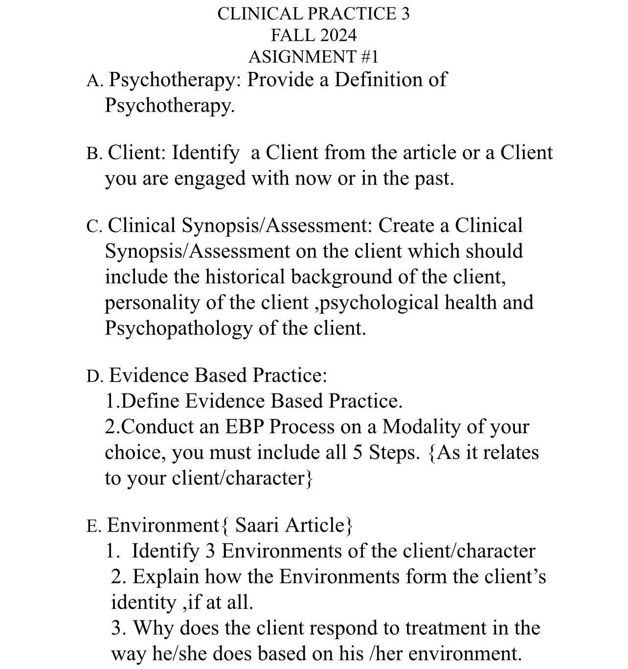 Solved CLINICAL PRACTICE 3FALL 2024ASIGNMENT #1A. | Chegg.com, image size:1284x1367