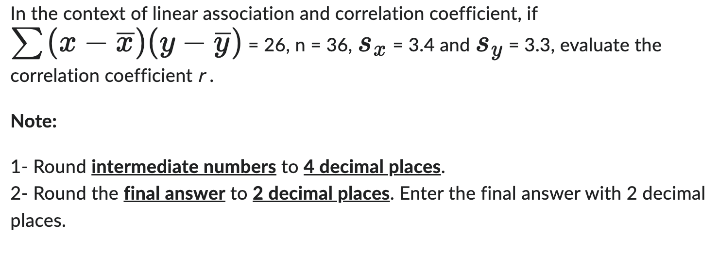 Solved In ﻿the context of ﻿linear association and | Chegg.com