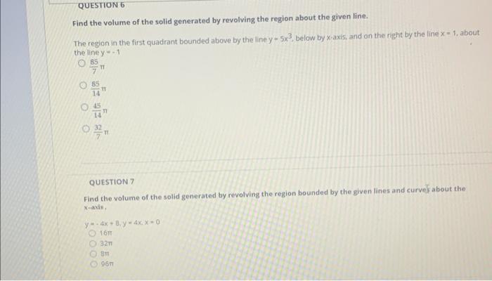 Solved Find the volume of the solid generated by revolving | Chegg.com