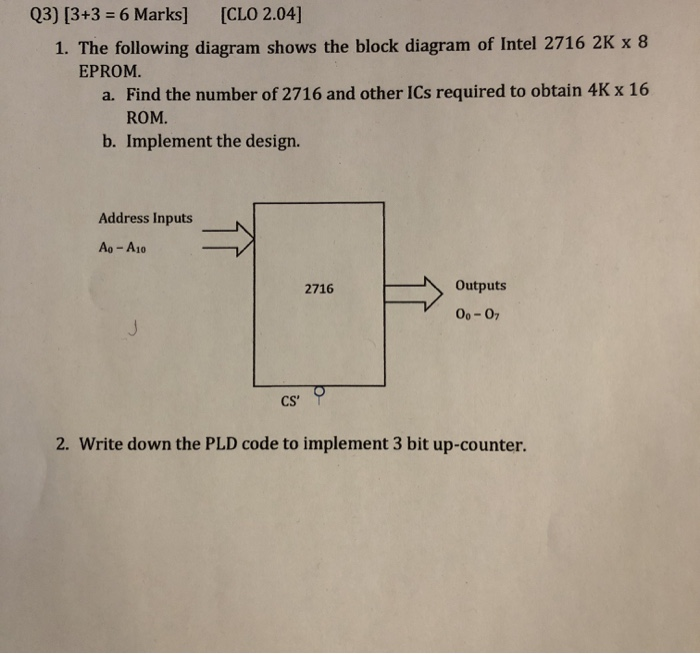 Q3) [3+3 = 6 Marks] [CLO 2.04] 1. The following | Chegg.com