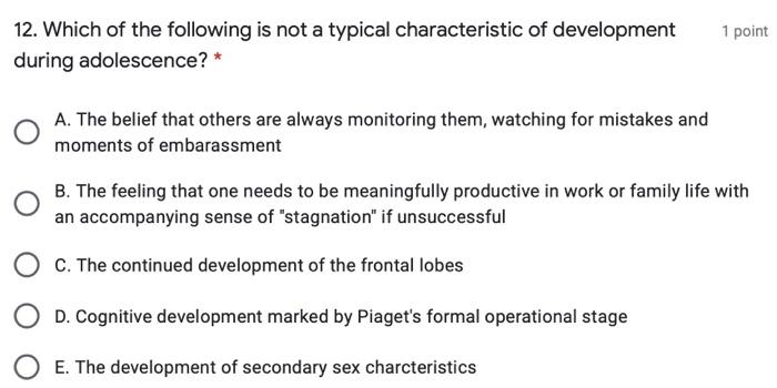 Characteristics of cognitive shop development in adolescence