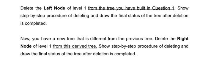 Solved Delete the Left Node of level 1 from the tree you | Chegg.com