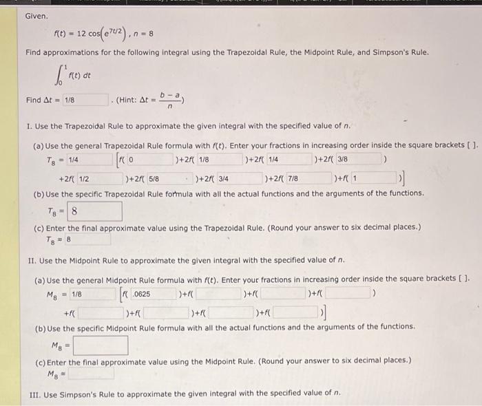 Solved Approximate Value Using The Trapezoidal Rule. | Chegg.com