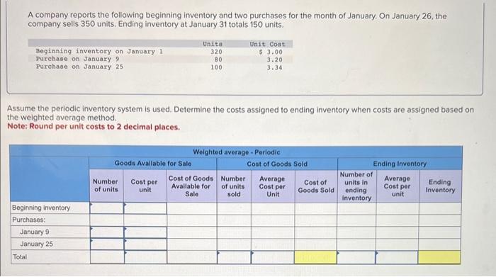 Solved A company reports the following beginning inventory | Chegg.com