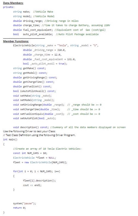 Solved (C++ please, simple program)Define a class | Chegg.com