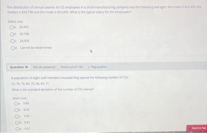 Solved The distribution of annual salaries for 52 employees | Chegg.com