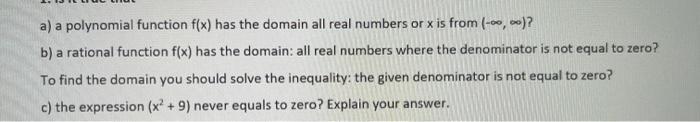 Solved a) a polynomial function f(x) has the domain all real | Chegg.com