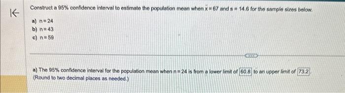 Solved Construct a 95% confidence interval to estimate the | Chegg.com