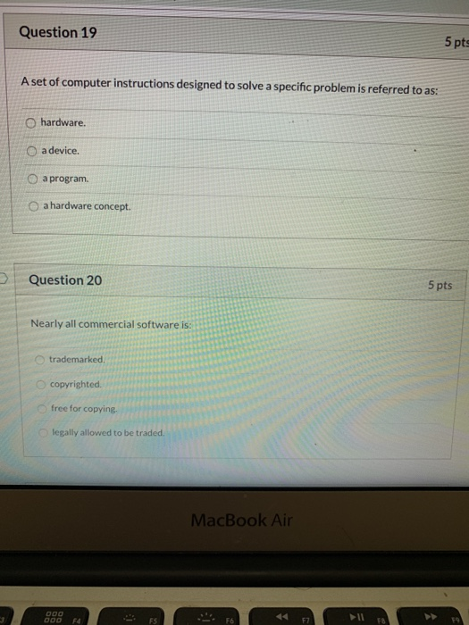 Solved Question 19 A set of computer instructions designed | Chegg.com