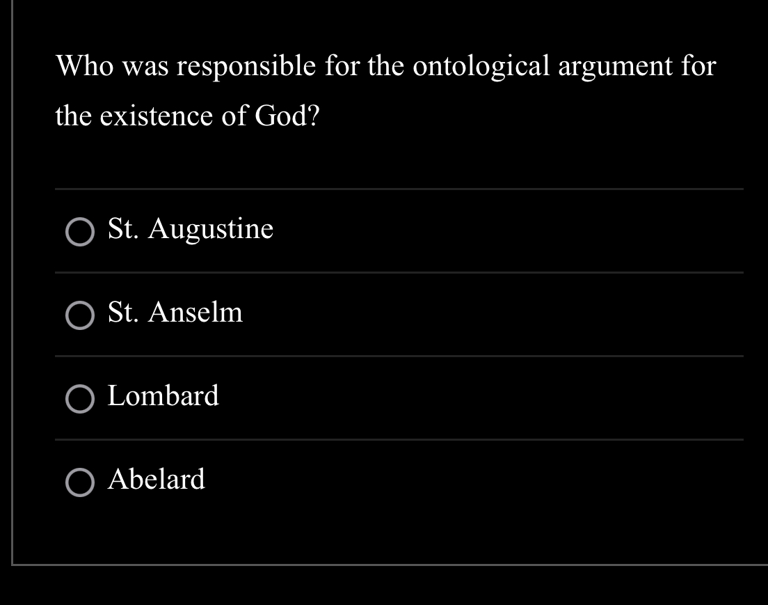 Solved Who was responsible for the ontological argument for | Chegg.com