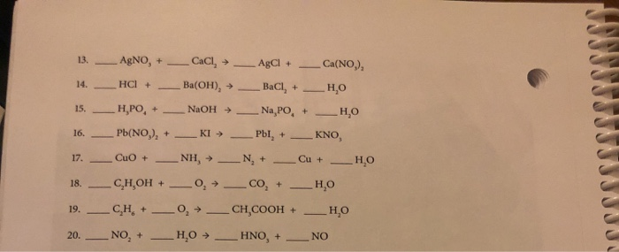 Solved Worksheets Balancing Chemical Reactions Name Date Chegg Com