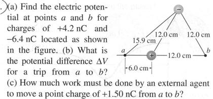 Solved Find the electric potential at points a and b for | Chegg.com
