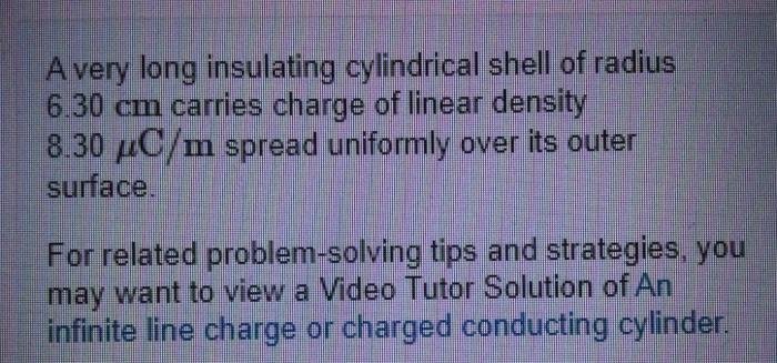 Solved A Very Long Insulating Cylindrical Shell Of Radius | Chegg.com ...