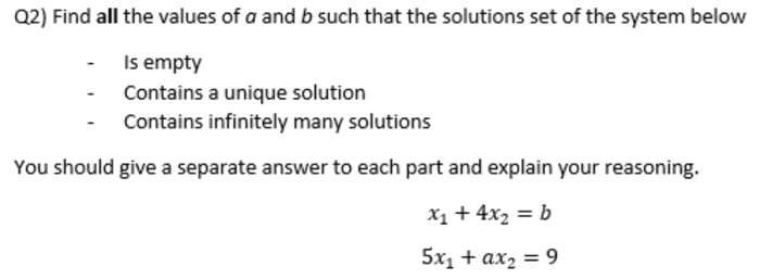 Solved 02) Find all the values of a and b such that the | Chegg.com