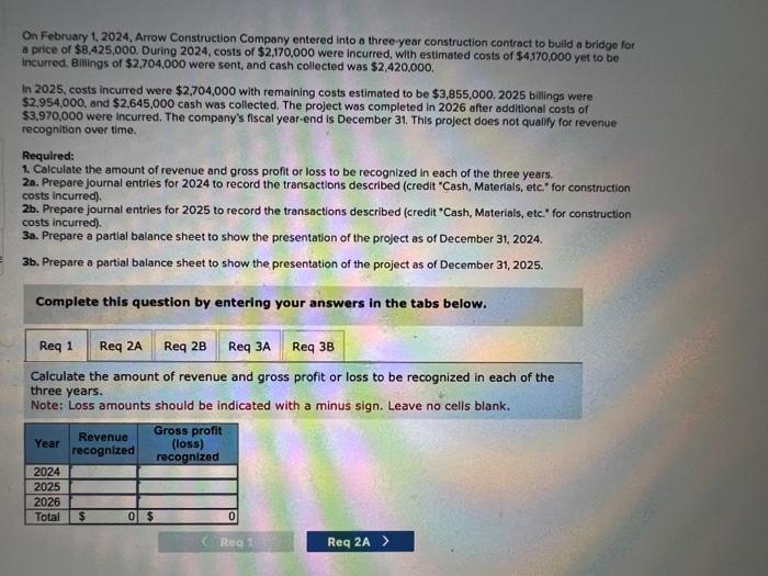 Solved On February 1, 2024, Arrow Construction Company