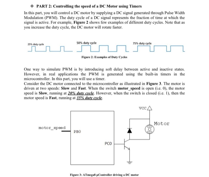 PART 2: Controlling the speed of a DC Motor using | Chegg.com