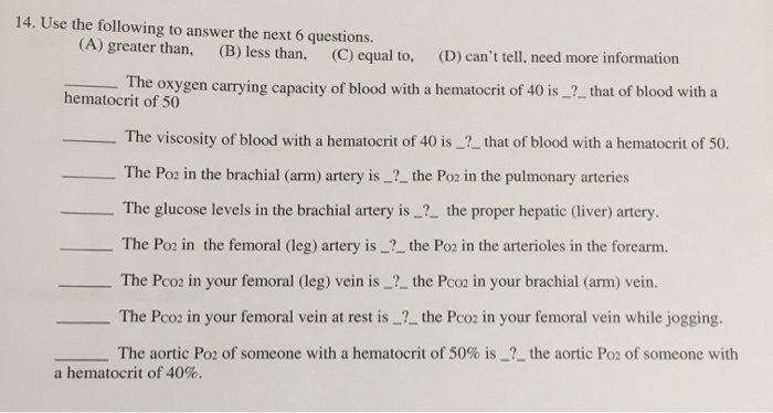 Solved 14. Use the following to answer the next 6 questions. | Chegg.com