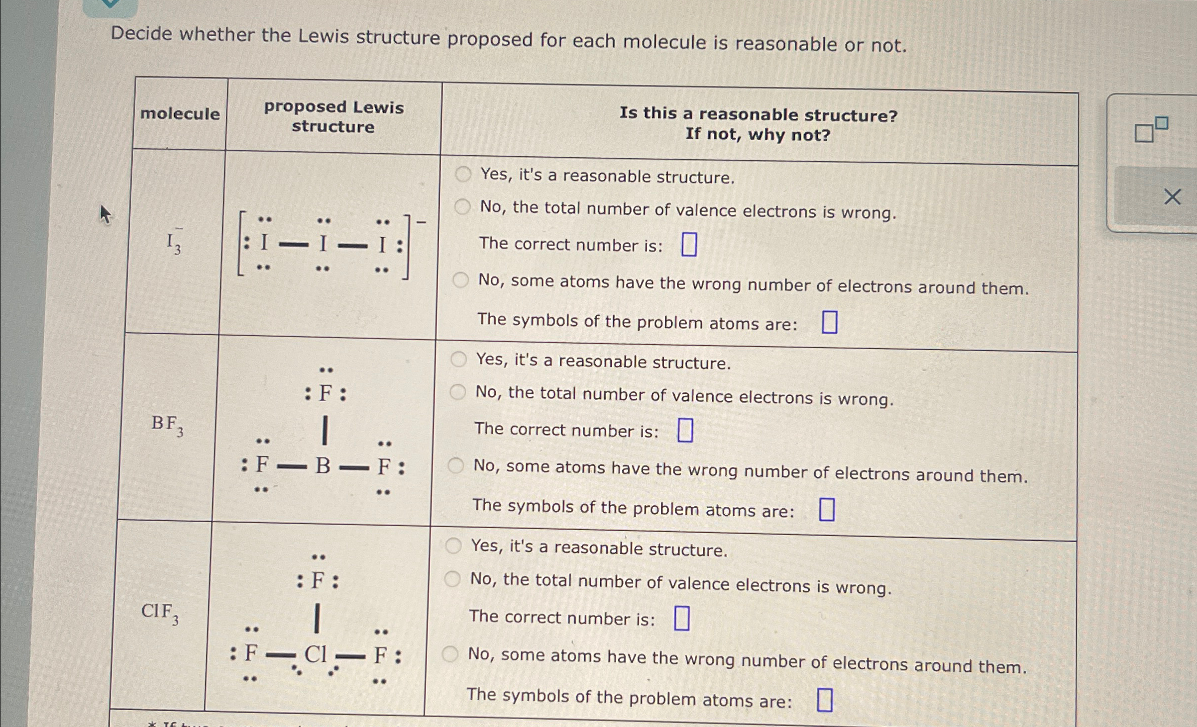 Solved Decide whether the Lewis structure proposed for each | Chegg.com
