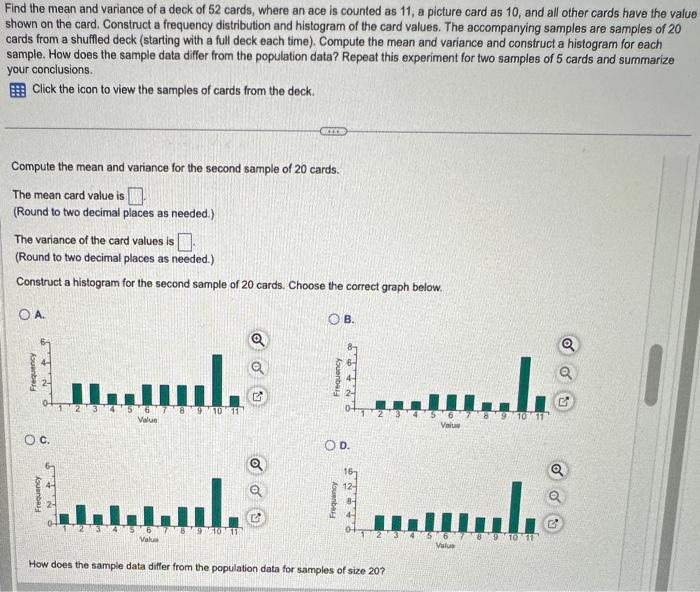 Solved Find the mean and variance of a deck of 52 cards, | Chegg.com