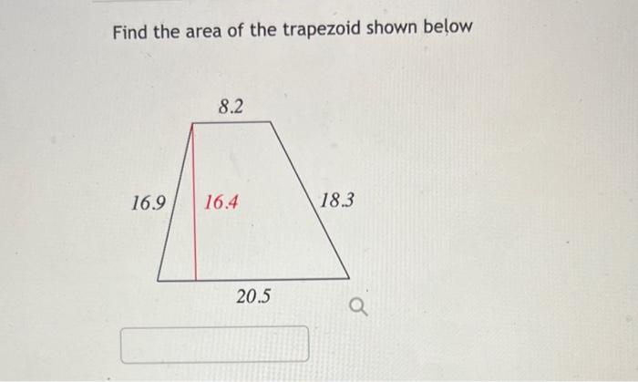 Solved Find the area of the trapezoid shown below | Chegg.com